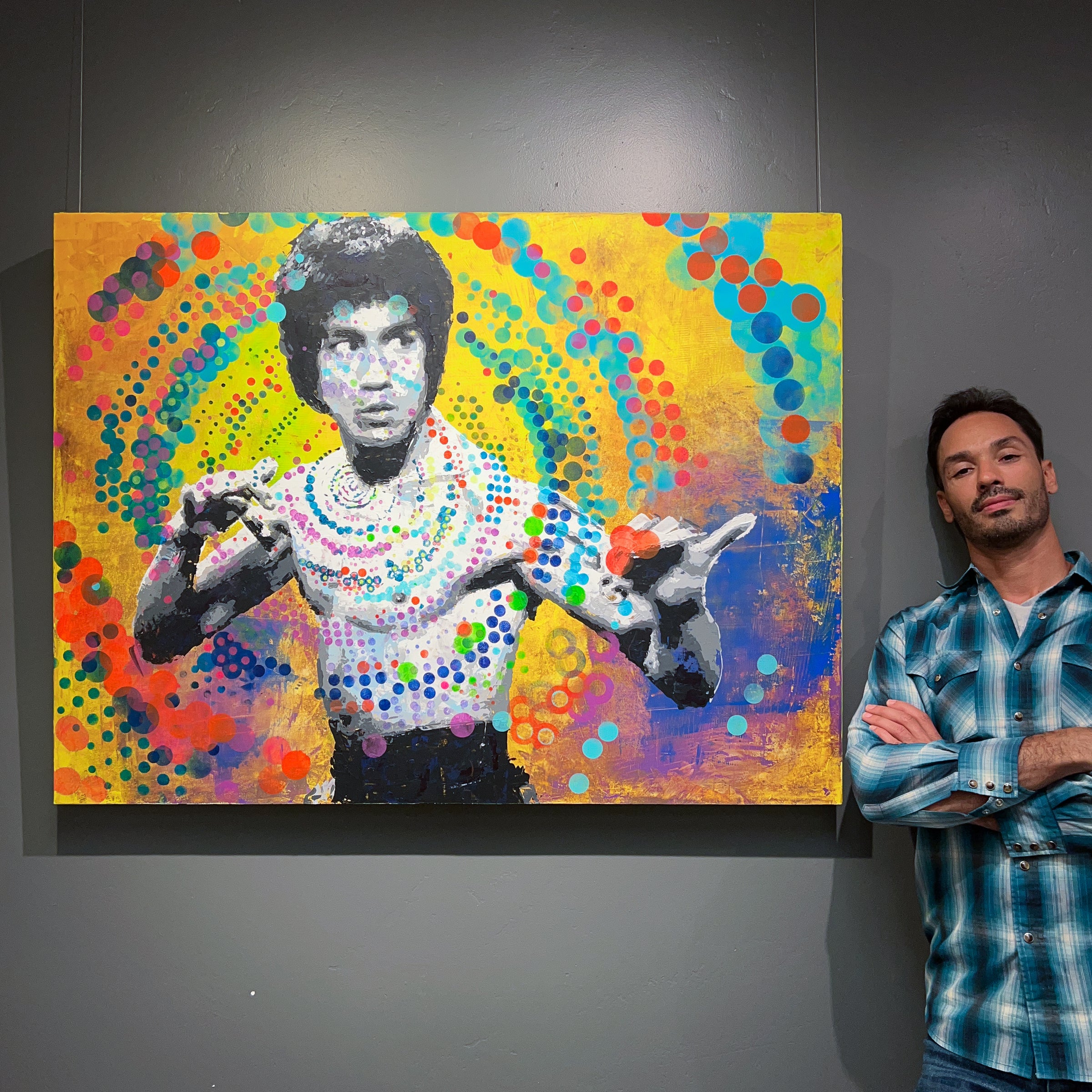 Bruce Lee art wall large painting karate jeet kune do martial arts