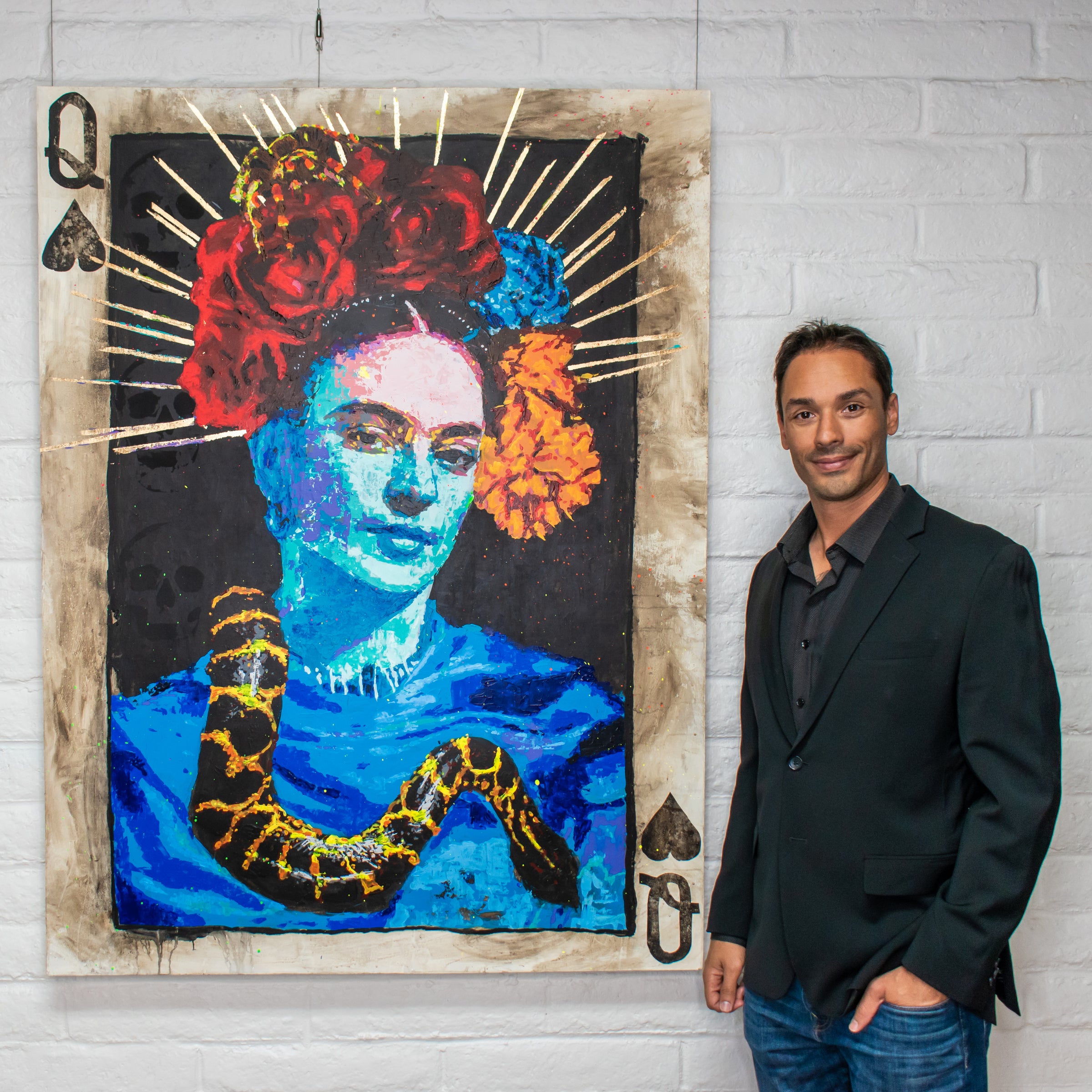 Frida Kahlo Queen of hearts large scale modern wall art by Brandon Jameson