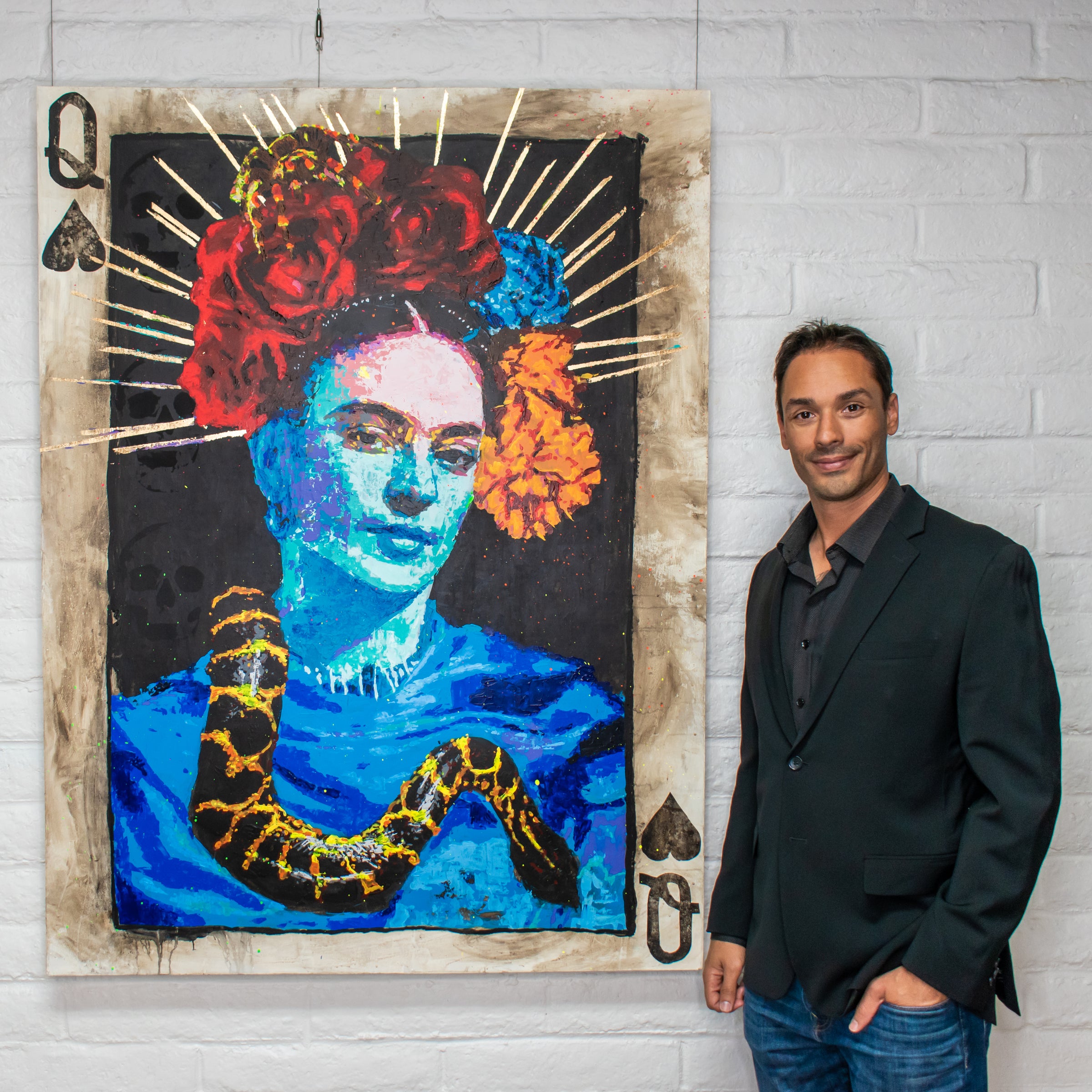 Frida Kahlo Queen of hearts large scale modern wall art by Brandon Jameson
